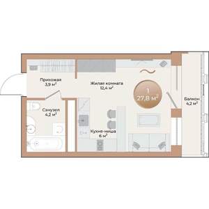 1-к квартира, вторичка, 28м2, 2/24 этаж