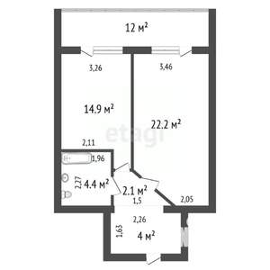 1-к квартира, вторичка, 51м2, 3/14 этаж