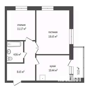2-к квартира, вторичка, 53м2, 4/16 этаж