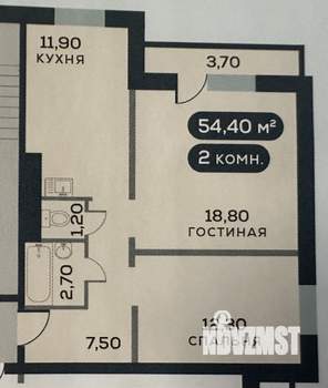 2-к квартира, вторичка, 54м2, 10/17 этаж