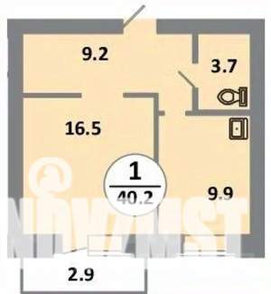 1-к квартира, вторичка, 40м2, 9/14 этаж