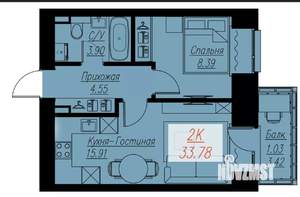 2-к квартира, вторичка, 34м2, 8/17 этаж