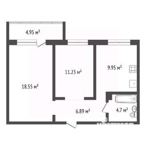 2-к квартира, вторичка, 53м2, 3/15 этаж