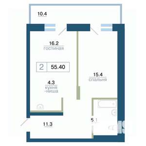 2-к квартира, вторичка, 55м2, 15/24 этаж