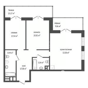 3-к квартира, вторичка, 102м2, 7/20 этаж