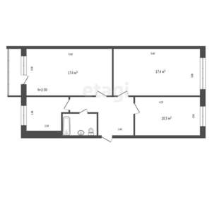 3-к квартира, вторичка, 61м2, 5/5 этаж