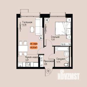 2-к квартира, вторичка, 38м2, 13/17 этаж