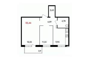 2-к квартира, вторичка, 56м2, 13/18 этаж