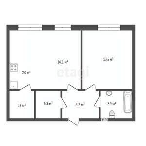 2-к квартира, вторичка, 53м2, 2/17 этаж