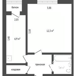 1-к квартира, вторичка, 30м2, 4/10 этаж