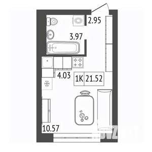 1-к квартира, строящийся дом, 22м2, 4/17 этаж