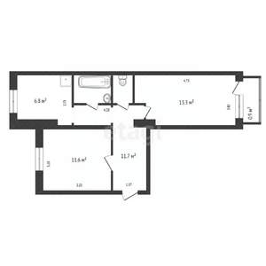 2-к квартира, вторичка, 49м2, 4/4 этаж