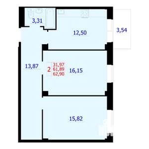 2-к квартира, вторичка, 63м2, 3/9 этаж
