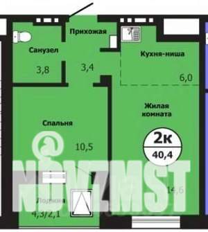 2-к квартира, строящийся дом, 40м2, 2/19 этаж