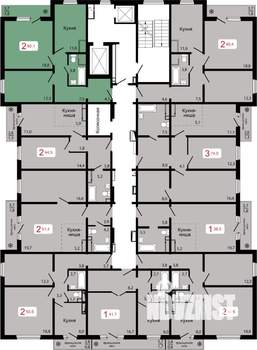 2-к квартира, строящийся дом, 60м2, 17/17 этаж