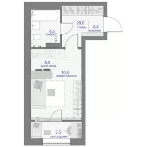 1-к квартира, вторичка, 30м2, 3/24 этаж