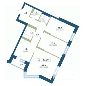 3-к квартира, вторичка, 89м2, 5/24 этаж