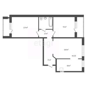 3-к квартира, вторичка, 60м2, 6/9 этаж