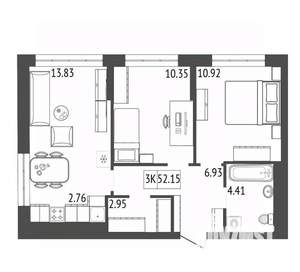 3-к квартира, вторичка, 52м2, 15/17 этаж