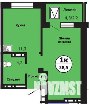 1-к квартира, строящийся дом, 39м2, 4/19 этаж