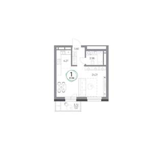 1-к квартира, вторичка, 37м2, 4/9 этаж