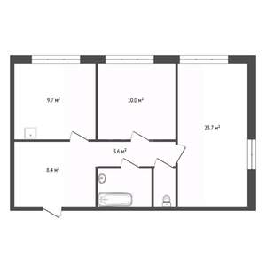 2-к квартира, вторичка, 59м2, 2/5 этаж