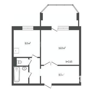 1-к квартира, вторичка, 41м2, 2/10 этаж