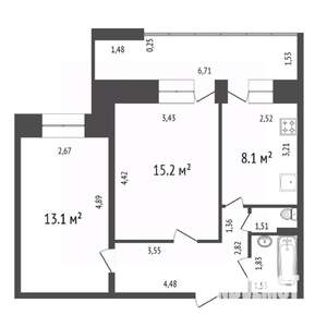 2-к квартира, вторичка, 53м2, 10/10 этаж