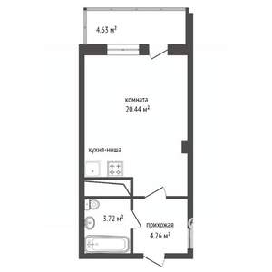 Студия квартира, вторичка, 31м2, 21/25 этаж