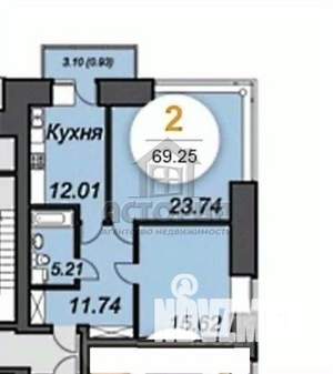 2-к квартира, вторичка, 69м2, 17/23 этаж