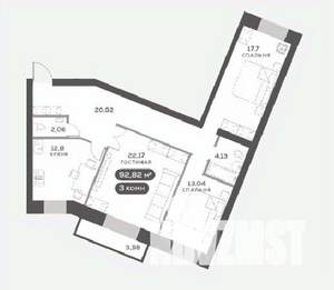 3-к квартира, вторичка, 93м2, 3/15 этаж