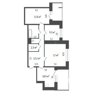 3-к квартира, вторичка, 75м2, 9/11 этаж