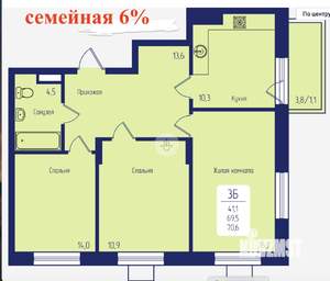 3-к квартира, вторичка, 70м2, 7/17 этаж