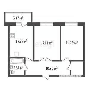 2-к квартира, вторичка, 62м2, 7/16 этаж