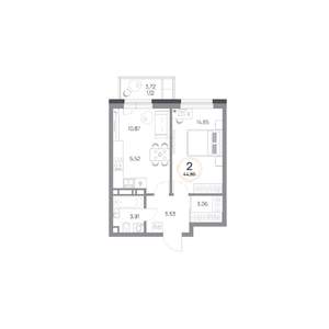 2-к квартира, вторичка, 45м2, 4/9 этаж