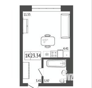 1-к квартира, вторичка, 23м2, 10/17 этаж