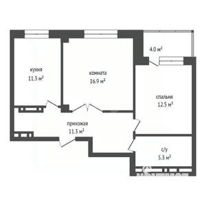 2-к квартира, вторичка, 58м2, 19/19 этаж