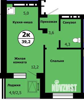 2-к квартира, сданный дом, 38м2, 18/19 этаж