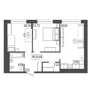 3-к квартира, вторичка, 53м2, 5/17 этаж