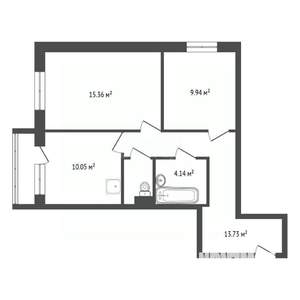 2-к квартира, вторичка, 55м2, 13/17 этаж