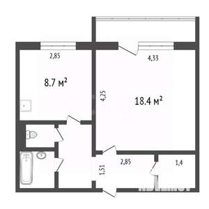 1-к квартира, вторичка, 40м2, 10/10 этаж