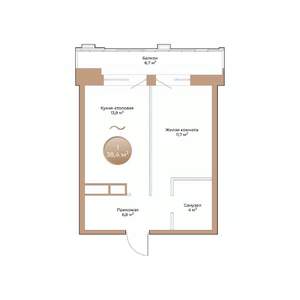 1-к квартира, вторичка, 38м2, 4/24 этаж