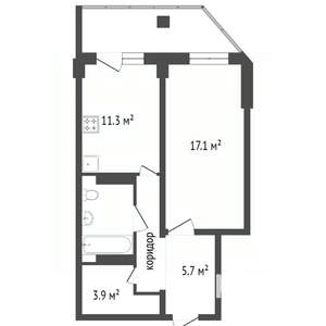 1-к квартира, вторичка, 46м2, 16/25 этаж