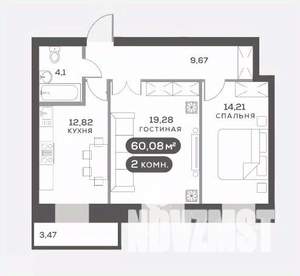 2-к квартира, вторичка, 60м2, 5/15 этаж
