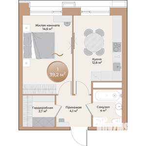 1-к квартира, вторичка, 39м2, 3/24 этаж