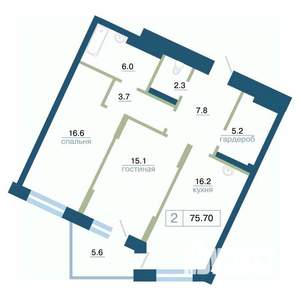 2-к квартира, вторичка, 76м2, 10/24 этаж