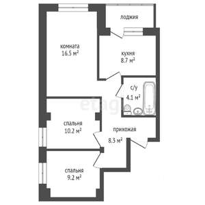 3-к квартира, вторичка, 77м2, 1/24 этаж