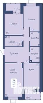 3-к квартира, строящийся дом, 92м2, 3/12 этаж