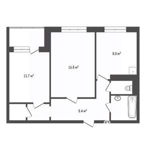 2-к квартира, вторичка, 50м2, 9/9 этаж