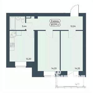 2-к квартира, строящийся дом, 58м2, 5/9 этаж